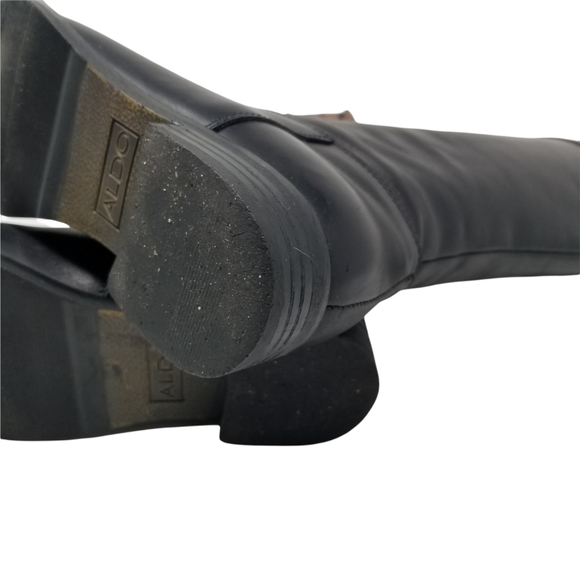Aldo Leather Brown Black Block Riding Boots - Picture 9 of 14